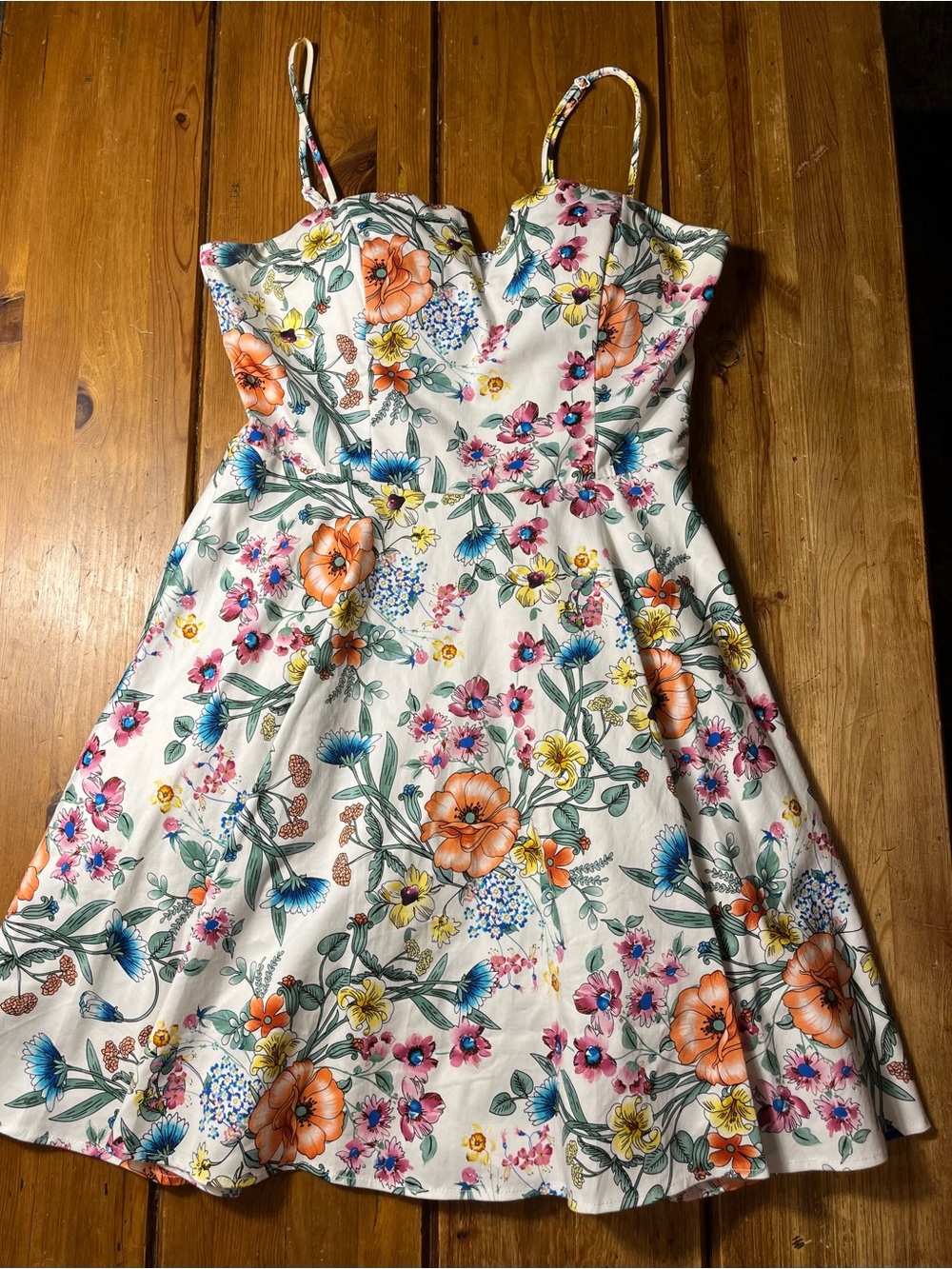 Trixxi Floral Sundress in White with Multi-Color Blooms